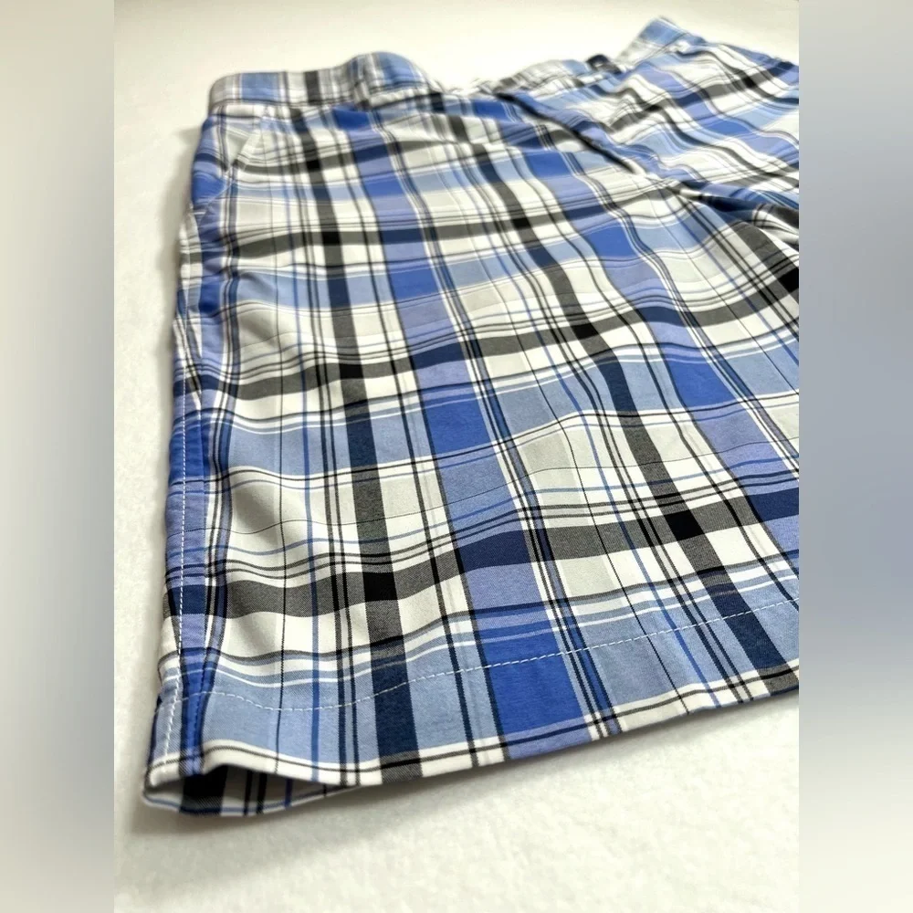 FOOTJOY Men’s Blue Black Plaid Golf Golfer‎ Golfing Preppy Shorts Size 34 Waist